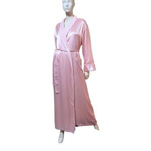 Y2K Victoria's Secret Fleece Lined Robe L Full Length Belted Satin Romantic